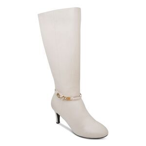 KAREN SCOTT Womens Beige Chain Goring Hanna Almond Toe Kitten Heel Boots 5 M